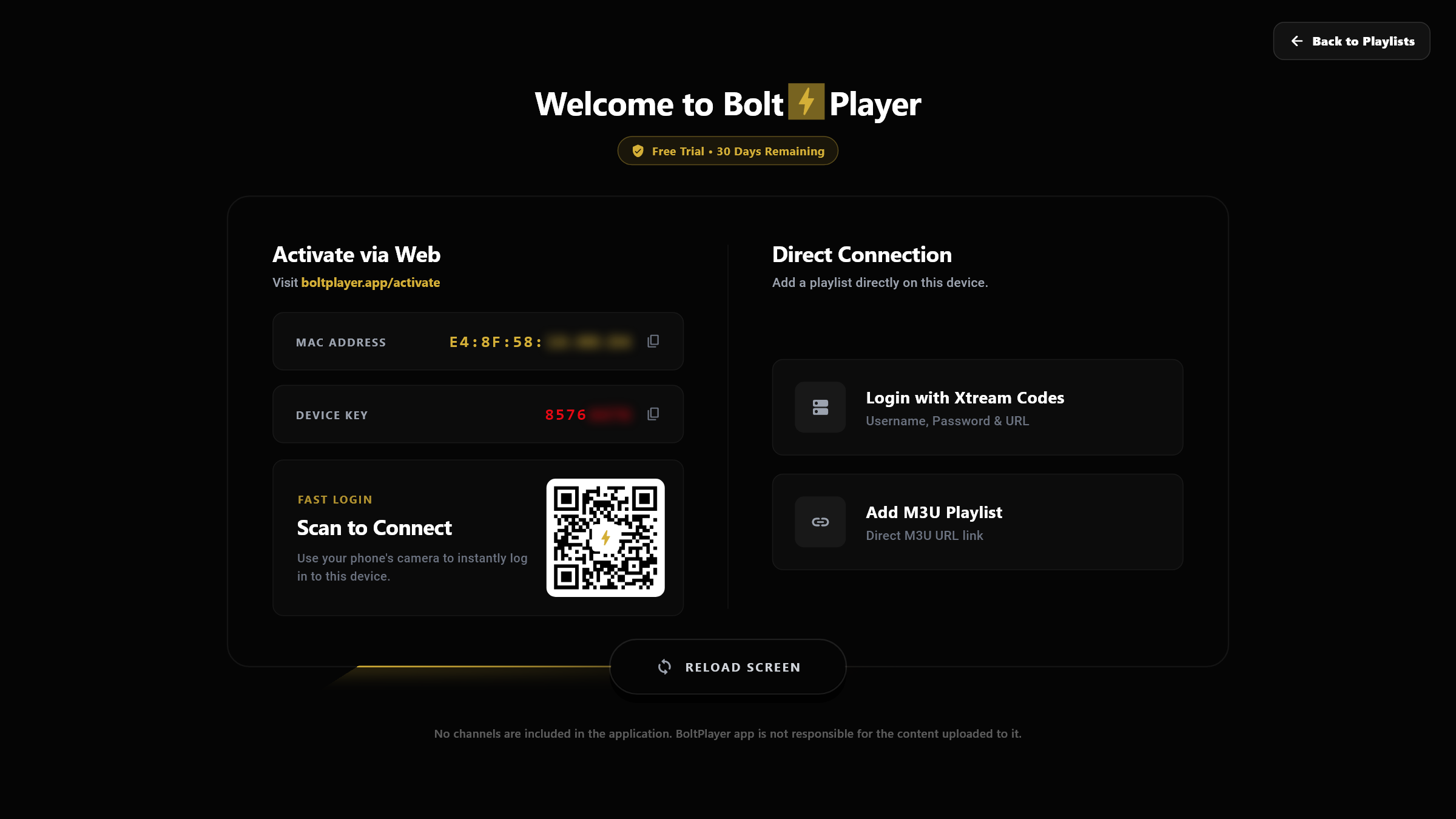 BoltPlayer Upload Your Playlist via QR Code or Web