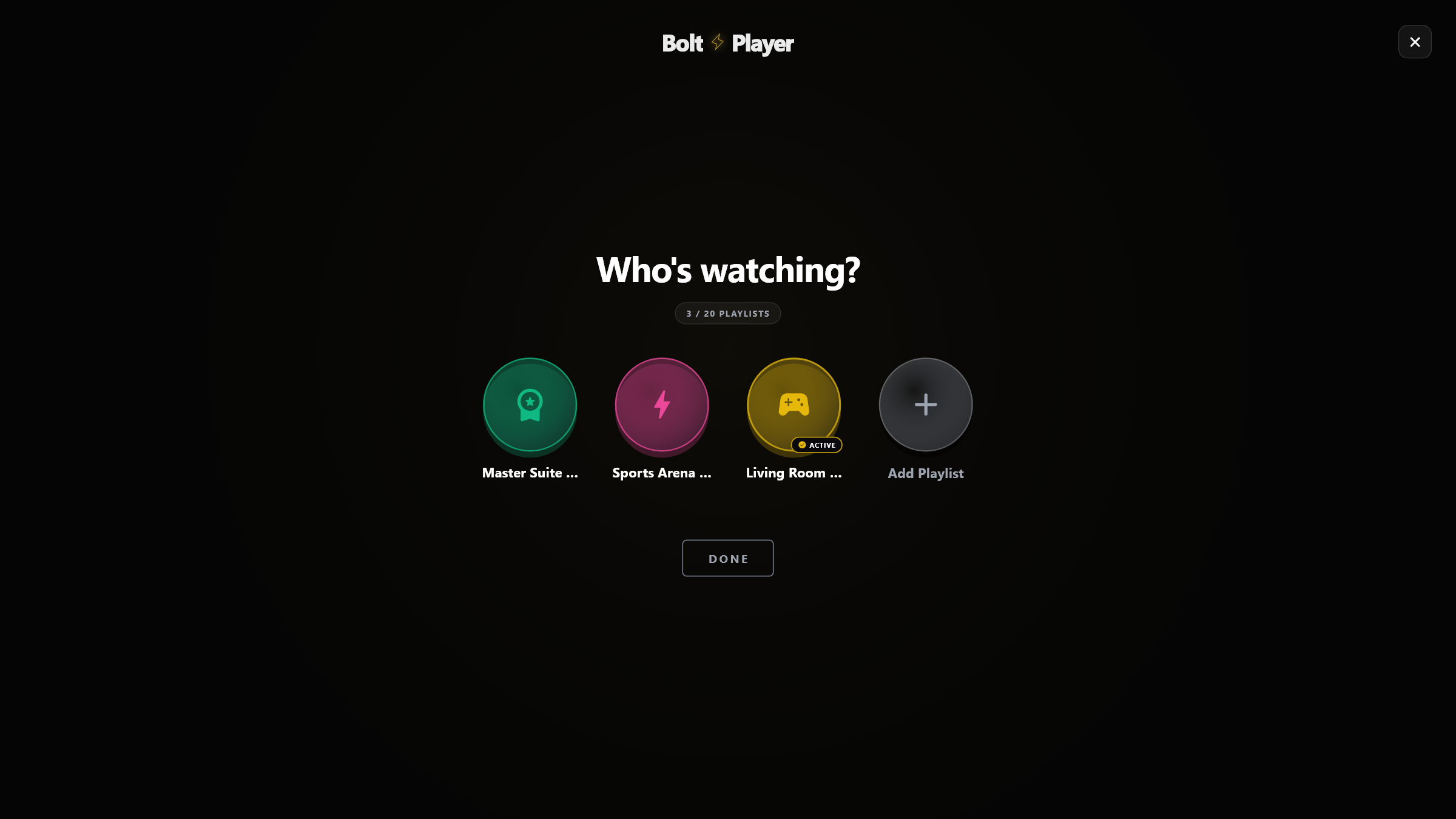 BoltPlayer 20 Family Profiles Who's Watching Screen